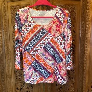 LIKE NEW Investments Essentials Multi color print Tee